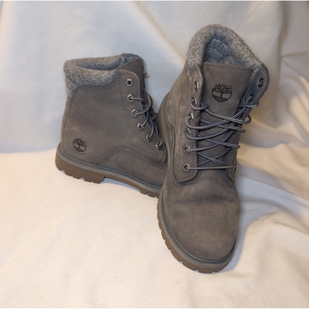 TIMBERLAND A3898 Women 6" Premium Gray Waterproof Boots. Sz 8.5 200 Gram